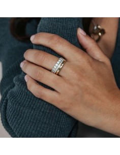 Anillo de plata bicolor con circonitas brillantes