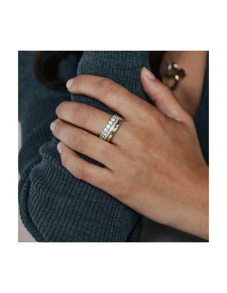 Anillo de plata bicolor con circonitas brillantes