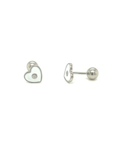 PENDIENTES LOVE ESMALTE BLANCO ZN PLATA DE 1ª LEY