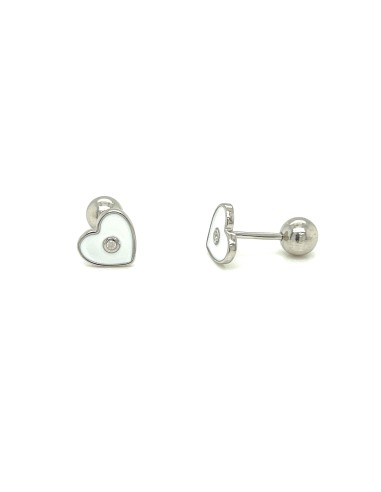 PENDIENTES LOVE ESMALTE BLANCO ZN PLATA DE 1ª LEY