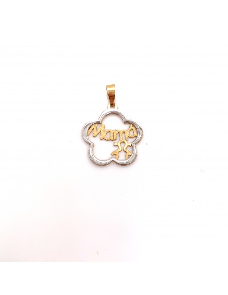 COLGANTE MAMA NIÑA BICOLOR ORO DE 18K