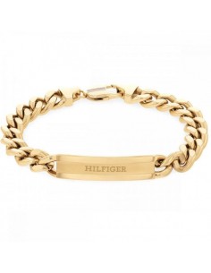 Pulsera Tommy Hiflgier Cadena y Placa Acero Baño