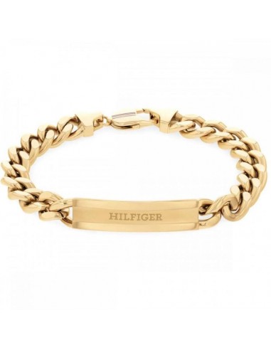 Pulsera Tommy Hiflgier Cadena y Placa Acero Baño