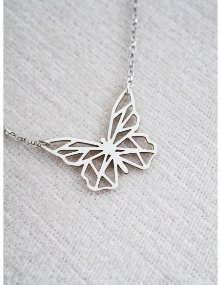 Gargantilla con mariposa troquelada plata 1ª ley