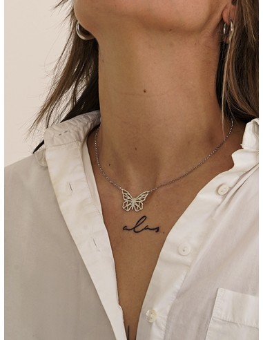 Gargantilla con mariposa troquelada plata 1ª ley