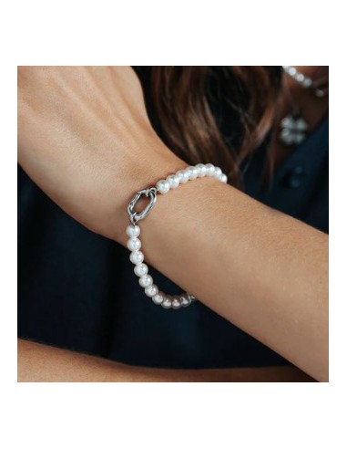 Pulsera de perlas blancas con cierre de plata
