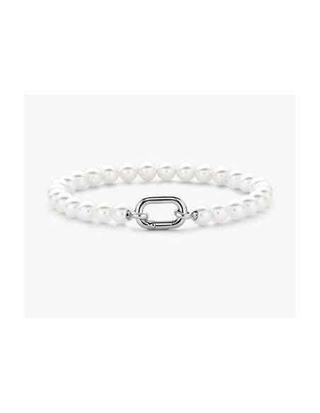 Pulsera de perlas blancas con cierre de plata