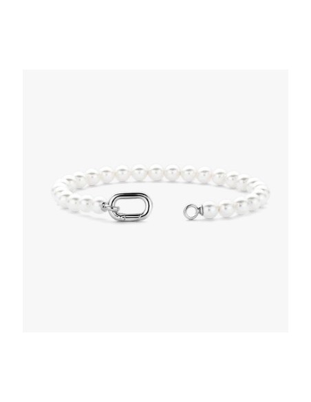 Pulsera de perlas blancas con cierre de plata