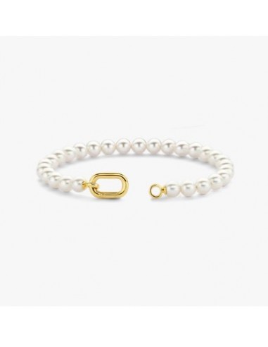 Pulsera de perlas blancas con cierre de plata chap