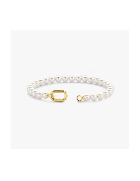 Pulsera de perlas blancas con cierre de plata chap