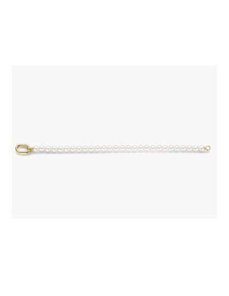 Pulsera de perlas blancas con cierre de plata chap