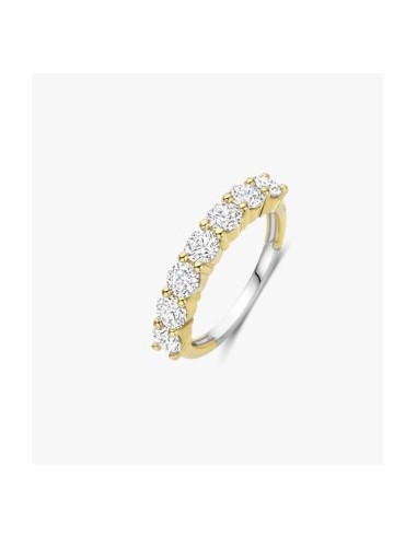 Anillo media alianza circonitas plata chapada