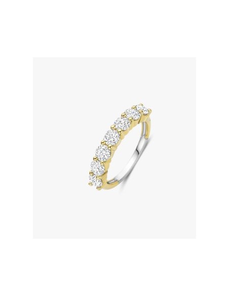 Anillo media alianza circonitas plata chapada