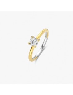 Anillo media alianza circonitas plata chapada