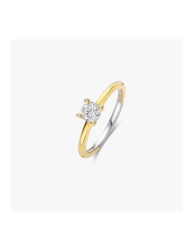 Anillo media alianza circonitas plata chapada