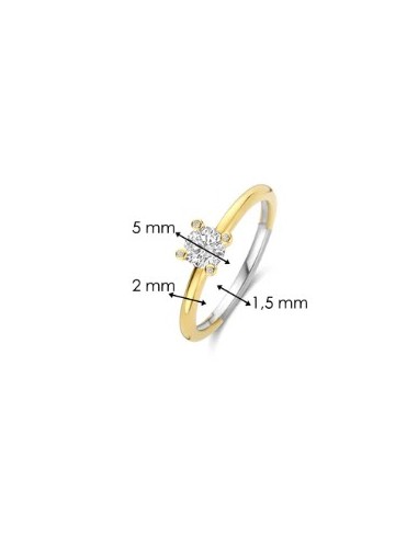 Anillo media alianza circonitas plata chapada