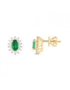 0,46ct- PENDIENTES DIAMANTES ESMERALDA ORO 18K
