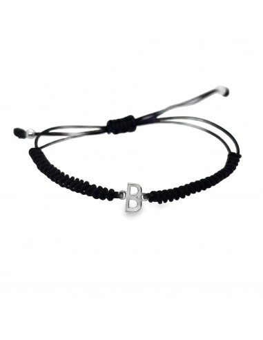 Pulsera macrame inical grande "B" plata de 1ª ley