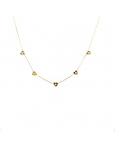 ct-0.05 GARGANTILLA CORAZONES DIAMANTES ORO DE 18K