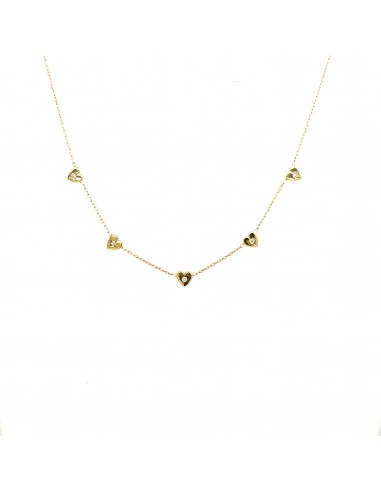 ct-0.05 GARGANTILLA CORAZONES DIAMANTES ORO DE 18K