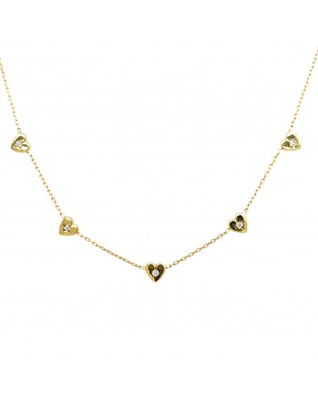 ct-0.05 GARGANTILLA CORAZONES DIAMANTES ORO DE 18K