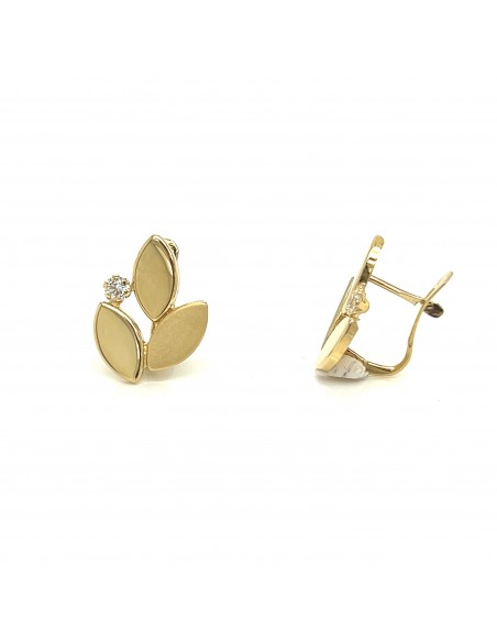 PENDIENTES HOJAS MATE ZN ORO DE 18K