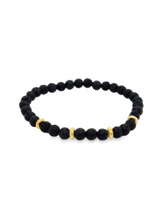 Pulsera de hombre oro con piedras volcanicas