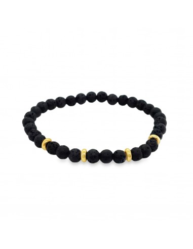 Pulsera de hombre oro con piedras volcanicas