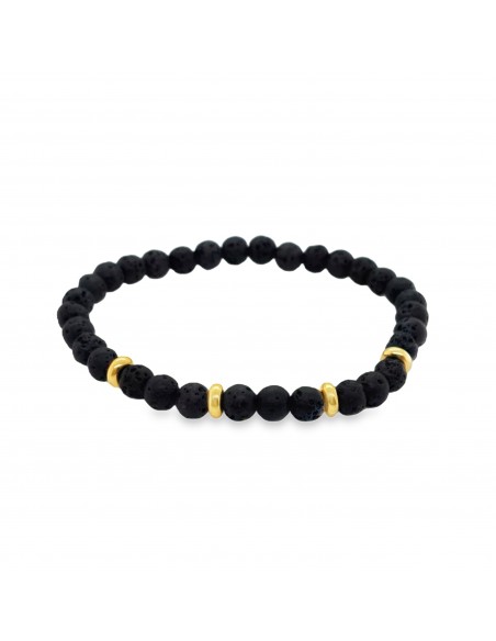 Pulsera de hombre oro con piedras volcanicas