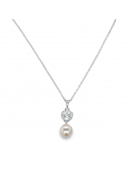Gargantilla de plata con corazón y perla plata