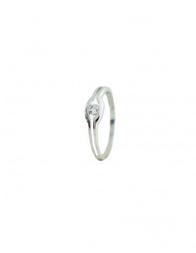 Anillo de Oro Blanco de 18k con Circonita central 