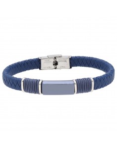 Pulsera caucho y acero azul