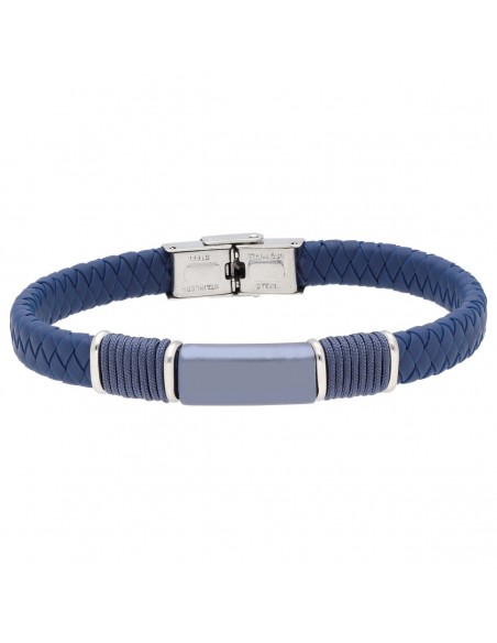 Pulsera caucho y acero azul