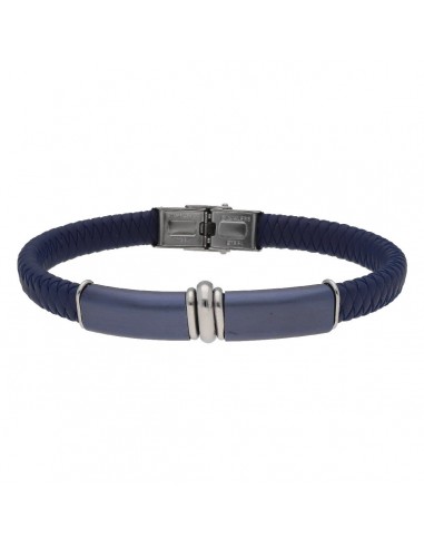 Pulsera caucho y acero azul dos placas