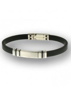PULSERA PIEL Y ACERO NEGRA