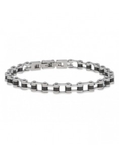 PULSERA ACERO PLATEADO Y NEGRO
