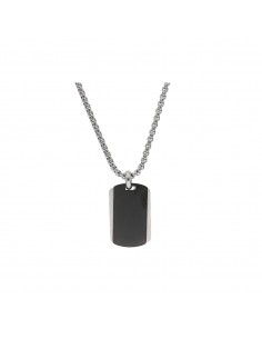 GARGANTILLA PLACA DOBLE NEGRA Y PLATEADO