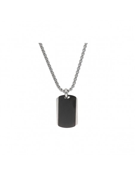 GARGANTILLA PLACA DOBLE NEGRA Y PLATEADO