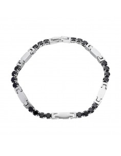 Pulsera acero y circonitas negras