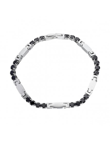 Pulsera acero y circonitas negras