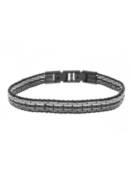 Pulsera acero bicolor negro 