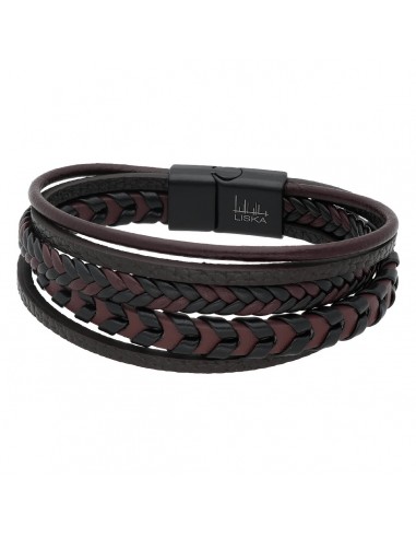 Pulsera piel y acero Marrón y negro