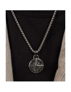 Colgante rosa de los vientos acero cadena de 60cm  2