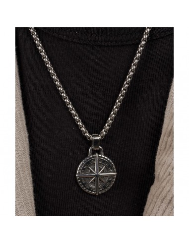 Colgante rosa de los vientos acero cadena de 60cm 