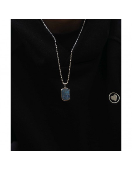 Placa acero y lapis lazuli