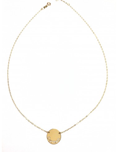 GARGANTILLA PLACA REDONDA NOMBRE EN ORO