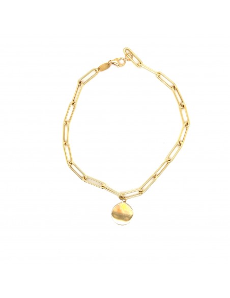 PULSERA ESLABONES CÍRCULO ORO DE 18K