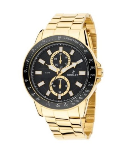 RELOJ DORADO Y NEGRO NOWLEY 5001