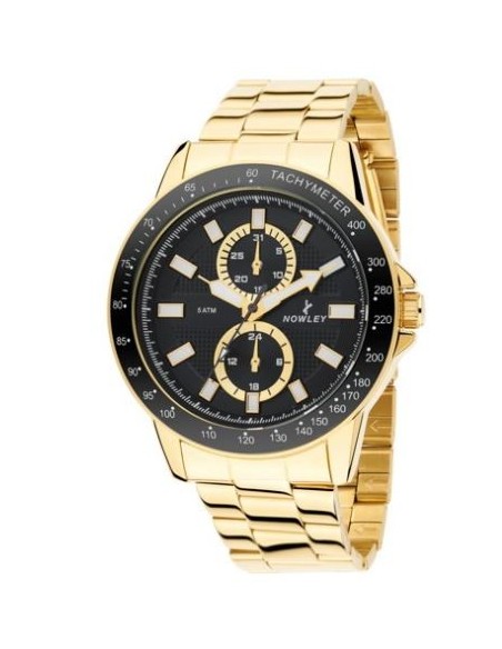 RELOJ DORADO Y NEGRO NOWLEY 5001