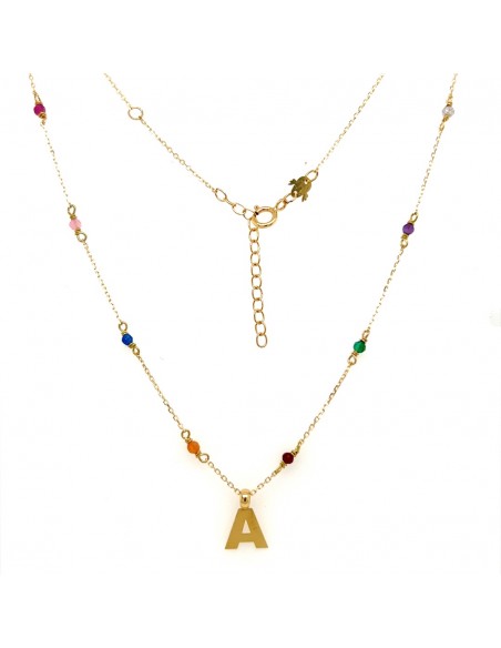 GARGANTILLA INICIAL A PIEDRAS NATURALES ORO DE 18K